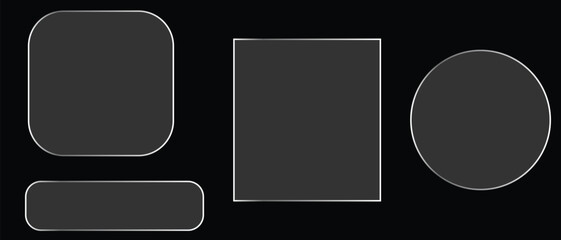 Minimalist Dark UI Shapes with Silver Borders UI elements