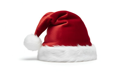 Christmas Santa Hat: Traditional Red Felt Hat with White Fur Trim
