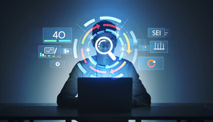 "Floating Digital Financial Chart Visualization with Analytical Data, Candlesticks, and a Futuristic Financial Interface"

