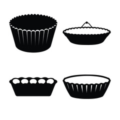 Baking molds and trays silhouettes set for pastry cooking