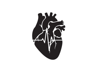 Human heart shilloutee icon vector art 