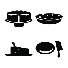 Baking and dessert silhouettes: cake, pie, and serving tools