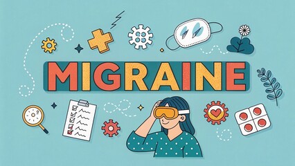 Woman experiencing a migraine wearing protective goggles