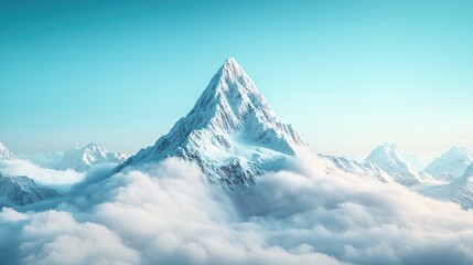 Cloudy Mountain with Cloud Aerial view of mountains peeking through a layer of clouds, creating a dramatic and awe inspiring scene