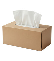 PNG. empty open cardboard box. Brown tissue box with white tissues on transparent background.