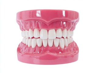 Obraz premium Dental Model Showing Healthy White Teeth With Pink Gums On A White Background