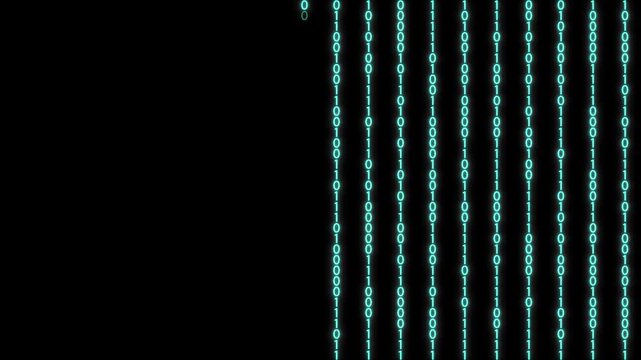A computer screen filling up with binary data