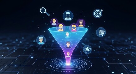 Digital Marketing Funnel with Customer Acquisition and Lead Generation.