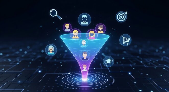 Digital Marketing Funnel with Customer Acquisition and Lead Generation.