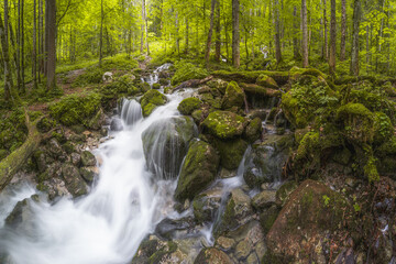 Fototapeta premium Rothbach Waterfall near Konigssee lake in Berchtesgaden National Park, Germany