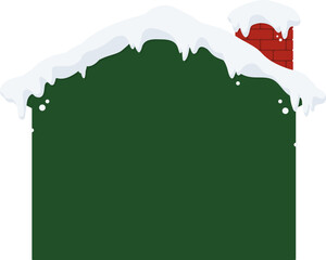 Blank Green House Shape with Snowy Roof and Chimney, Ideal Winter Holiday Sign Template