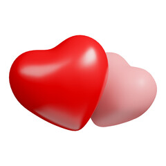 red and pink heart 3d icon isolated on white