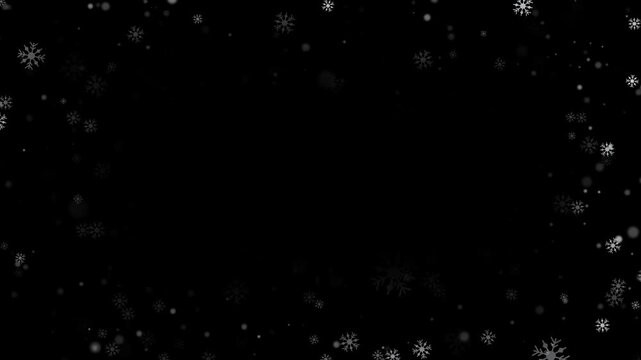 Christmas winter snowflake border overlay particle animation background snowfall frame on alpha channel