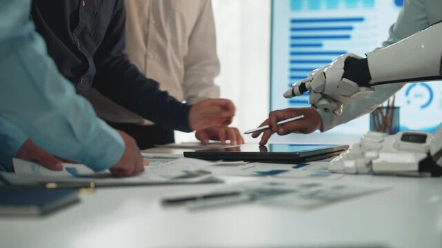 Business professionals leveraging AI-powered tools to improve efficiency, analyze industry trends, and optimize corporate planning. Noogenesis AI