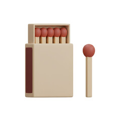 Minimal Matchbox with Wooden Matches Isolated