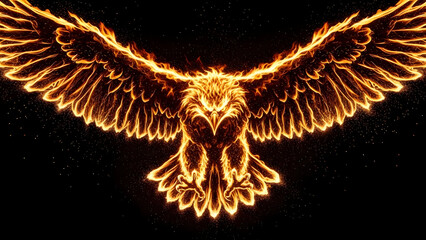 Dramatic Fire Eagle Concept with Sparks in Motion