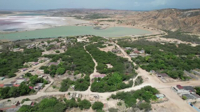 Aerial View of Araya Village and Dry Landscape in Venezuela