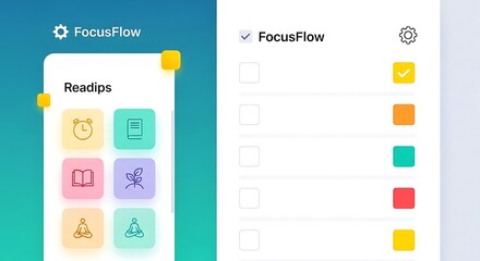 FocusFlow App Interface - Productivity and Task Management Application with Readips Feature and Customizable Color Options.