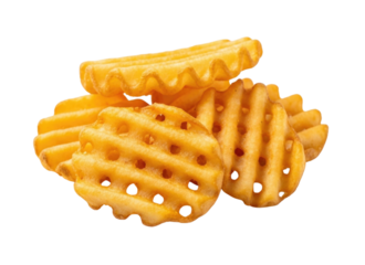 Waffle fries pile transparent background cutout png