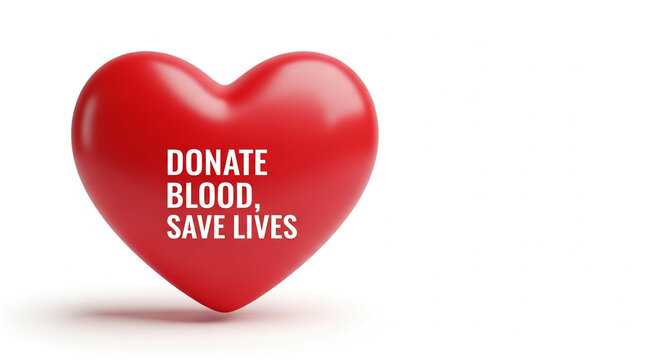 Red heart symbol promoting blood donation and saving lives - Powered by Adobe