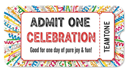 Celebration Ticket with Confetti Background