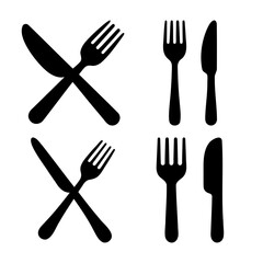 Restaurant cutlery vector silhouettes set for menu design