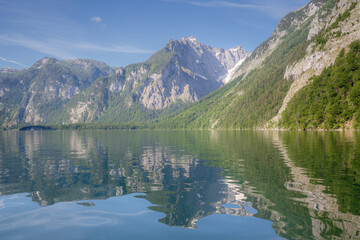 Fototapeta premium Konigsee lake near Jenner mount in Berchtesgaden National Park, Alps Germany