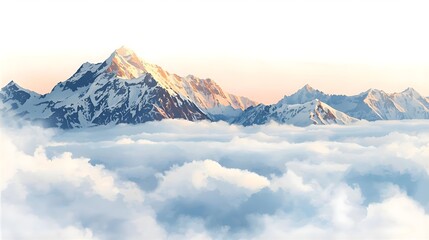 Fototapeta premium 雲海に浮かぶ雪峰