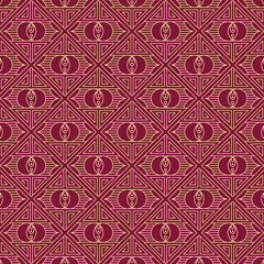 Elegant Geometric Tile Design in Gold and Maroon