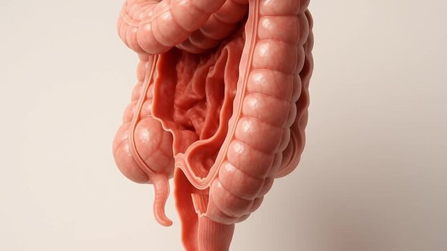 Detailed Medical Illustration of Human Digestive Anatomy Exploring Intestines, Their Intricate Structure, and Complexity in Biology and Healthcare