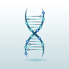 Abstract dna double helix structure icon for genetics and biology research