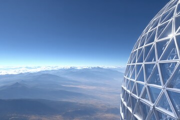 Obraz premium Futuristic Glass Globe Cityscape Aerial View