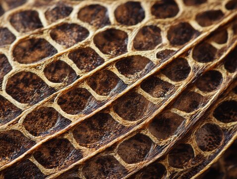 Macro close-up of natural honeycomb-like structure with warm brown tones and detailed fibrous organic textures