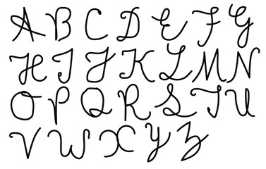 Hand drawn alphabet letters calligraphy practice handwriting style