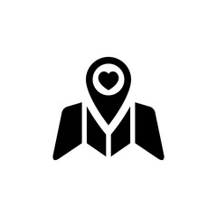 Heart location map icon. Love destination and favorite place symbol
