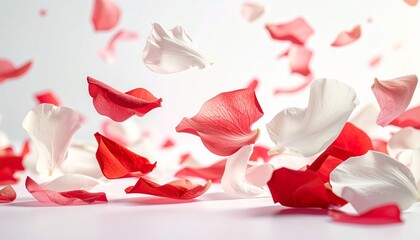 紅白の花びらが舞い落ちる柔らか高画質背景