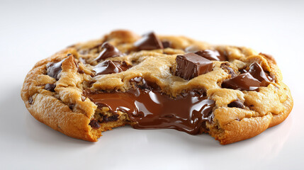 Gooey Chocolate Chip Cookie With Melted Center And Chunky Chocolate Pieces On Plate
