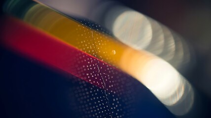 Abstract diagonal lines, colorful water drops, soft bokeh blur