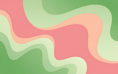 Obraz premium Soft pastel wavy background with smooth transitions of green and pink hues, abstract design