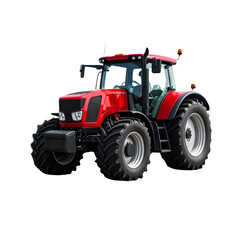 Obraz premium Modern red agricultural tractor isolated on a transparent background