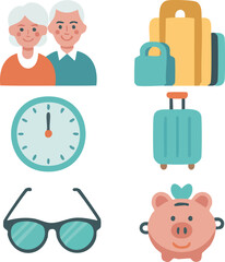 Geometric Flat Design Travel and Outdoor Vector Icon Set