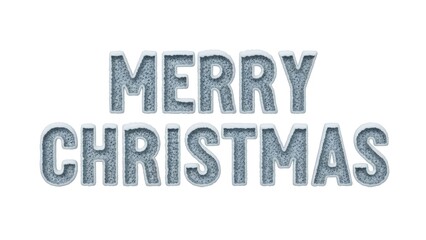 Merry christmas text effect with snow and ice texture isolated on white background