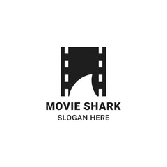 Movie shark logo concept in simple and minimalist design. Creative logo concept