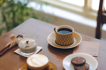 Warm Cafe Table with Coffee and Dessert