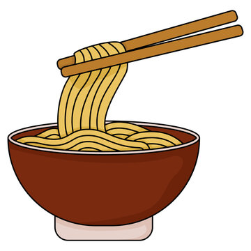 illustration of a noodle with a chopstick 