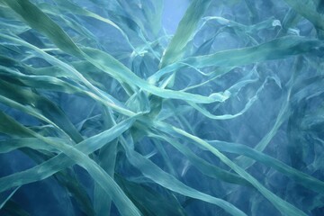 Soft Underwater Strands &ndash; Light Blue Kelp Flow in Ocean Depths