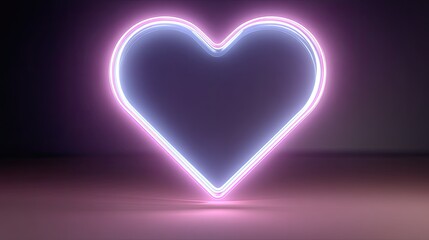 Glowing Heart Shaped Neon Light with Intense Colors Against a Dark Background for Artistic and Romantic Themes