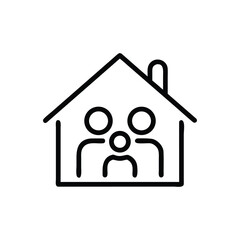 Family Home Icon &ndash; House, Safety, Security, Family Care Line Art
