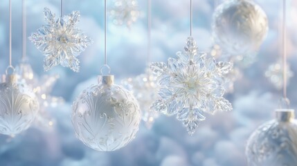 Elegant White Christmas Ornaments. cloud dancer color of the year 2026