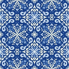 Modern Ikat Winter Bloom Ikat: Petal-Like Diamonds in Blue, White, and Tan with Snowy Motion
